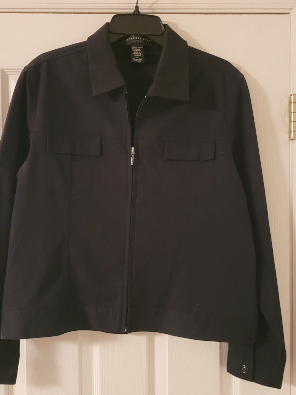 Geoffrey Beene Dark Black Zip-Front Utility Jacket